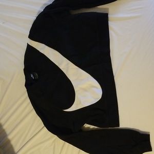 Nike sweatshirt. Women's size large cropped shirt. Black with white Nike swish.